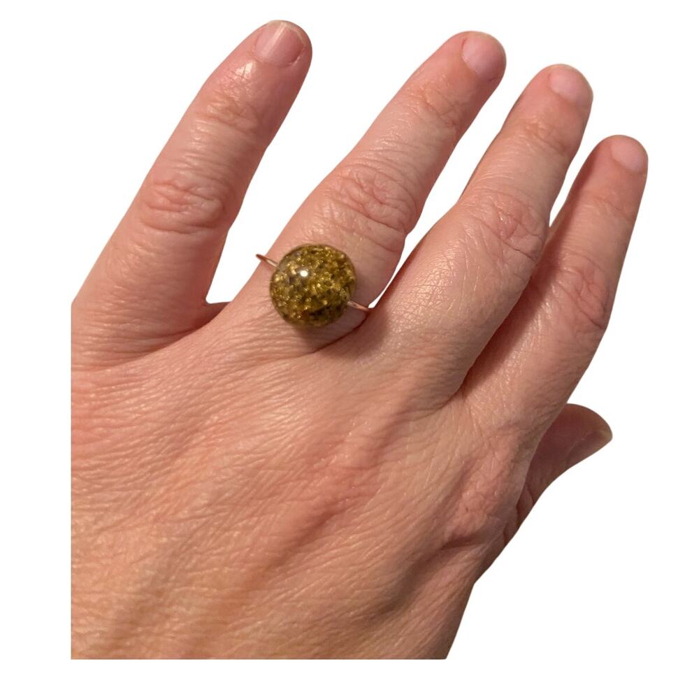 crackled gold bead ring size 7